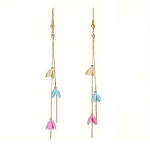 Lily of the Valley & Diamond Gold Tone Earrings